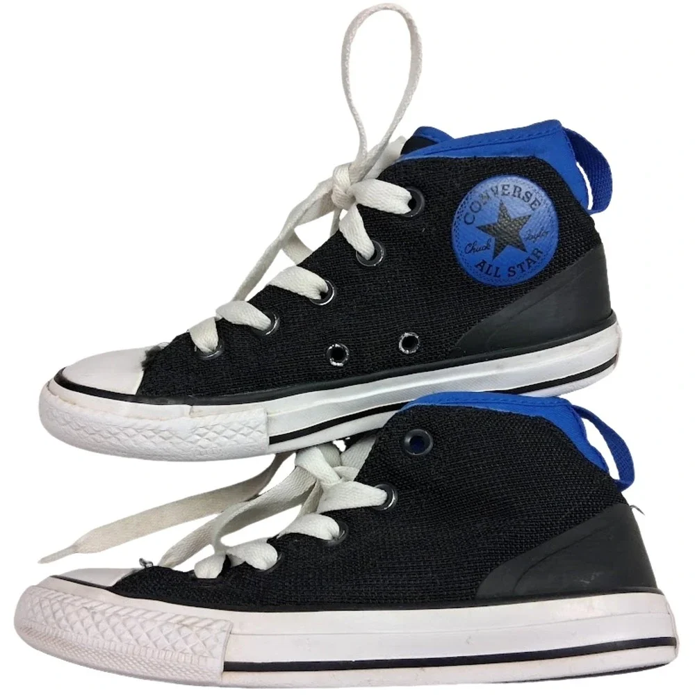 Converse All Star Black Blue Hi-Top Sz 13 Shoes Lace Up Chuck Taylor Boys